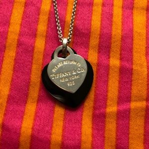 Return to Tiffany Onyx Double Heart Necklace